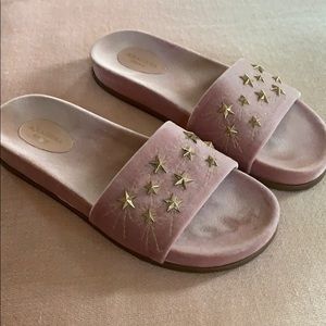 Aquazzura pink velveteen slide size 8